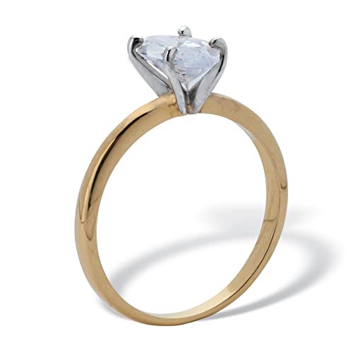 PalmBeach 18k Gold-Plated or Silvertone Marquise Cut Cubic Zirconia Solitaire Engagement Ring, 2 TCW CZ Size 62