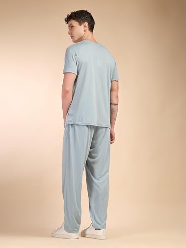 Image of Thomas Scott Men's | Relaxed Fit | Solid | 100% Polyester | Co-Ord Set With Short Sleeve T-Shirt & Trouser