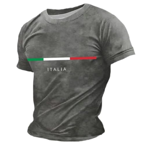 Duohropke Camiseta de manga corta para hombre, diseño de bandera de Italia, camiseta deportiva de fútbol, camiseta de entrenamiento de verano, cuello redondo, camiseta de culturismo, camiseta de manga