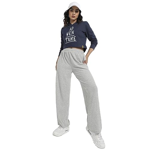 Image of PINACOLADA Women's Typographic Print Hoodie with Ribbed Hem for Casual Wear | Pull On Closure | Hooded Neck | Long Sleeve | Cotton Sweatshirt Crafted with Comfort Fit for Everyday Wear