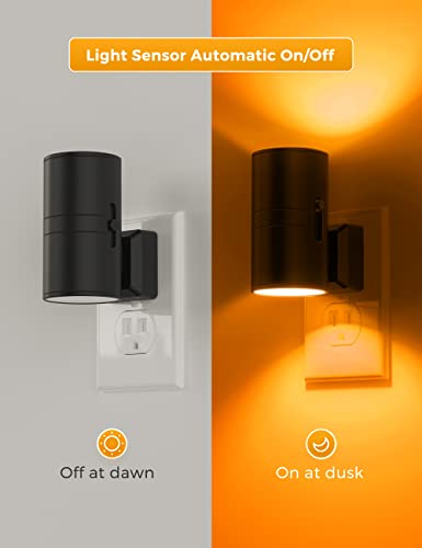 Image of L LOHAS LED Night Light, Amber Nightlight, Dimmable Night Light, Light Sensor, Yellow Nightlight, 0-100LM, Sleep Light for Kids, Soft & Warm Light for Bedroom, Bathroom, 4 Pack