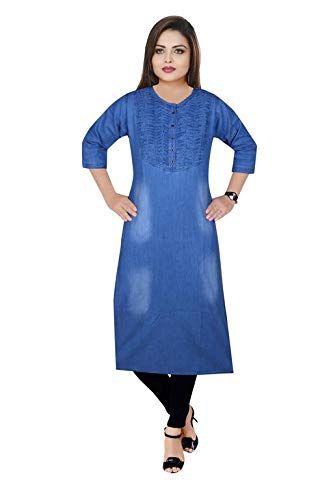 Buy cefalu Women's Cotton Denim Pintuck 