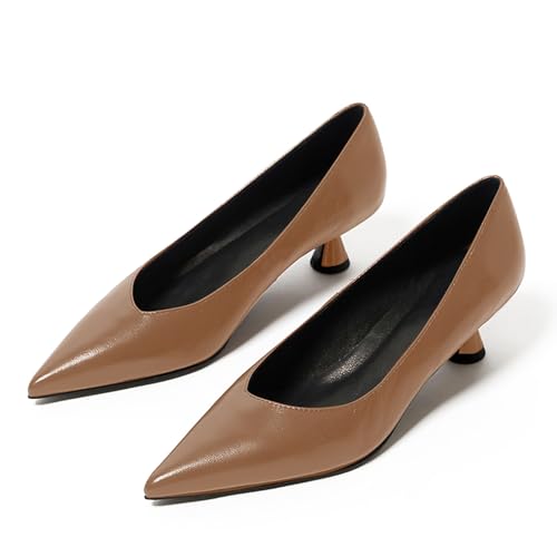 LEMUTISME Women's Spring Summer Collection Pointed Toe Matte Elegant Low Cut Low Heel Slip On Dress Pumps4