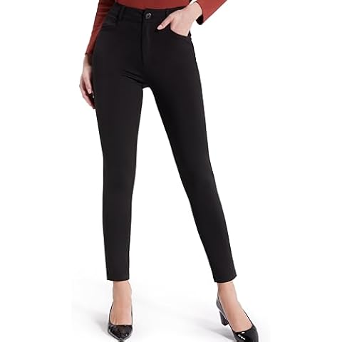 Balleay Art Black Dress Pants for Women Comfort Work Stretch Slim Fit Leg Skinny High Waist Pull on Pants with Pockets Cover