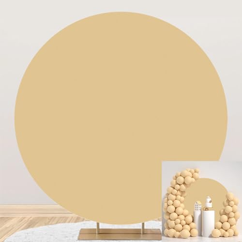 Leyiyi 6.5x6.5ft Pure Beige Round Backdrop Cover Polyester Solid Beige Background for Photography Conference Performance Kids Newborn Baby Shower Birthday Party Decor Portrait Photo Studio Props