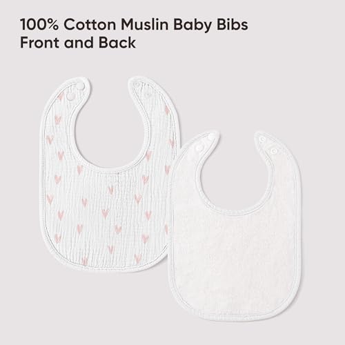 Bearmoss 100% Cotton Muslin Baby Bibs 10-Pack Baby Drool Bibs for Unisex Baby Toddlers Infant Newborns Drooling and Teething(Pink Print) by Bearmoss - Image 6
