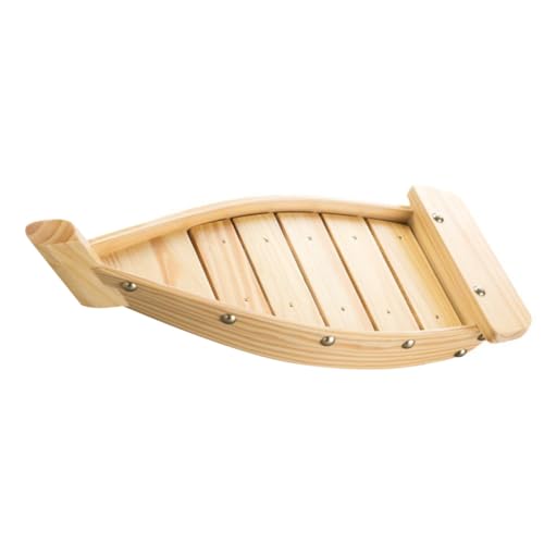 Bandeja de madera para sushi con forma de barco 37 cm miniatura 1