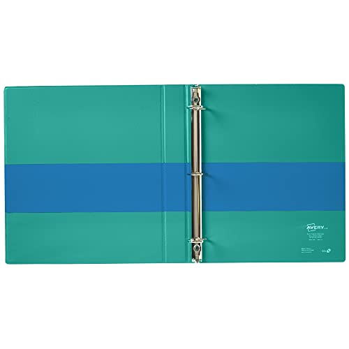 Image of Avery Two-Tone Durable View 3 Ring Binder, 1 Inch Slant Rings, Blue /Teal Binder (17290)