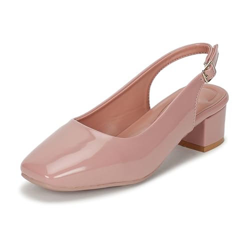 Image of Marc Loire Women Square Toe Solid Block Heel Pumps for Office, Party and Formal Wear