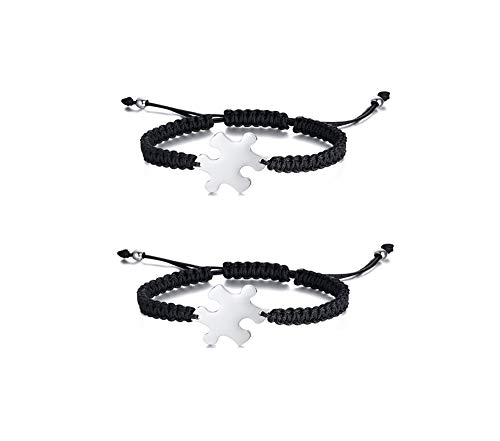 VNOX Custom Personalized 2 Puzzle Piece Best Friends BFF Frendship Bracelet Handmade Braided Relationships Bracelet