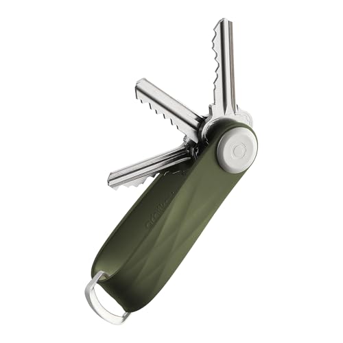 Orbitkey Active Key Organizer Lite Durable Holder with Elastic Polymer Band Carabiner Ring & Secure Locking Mechanism Slim Pocket-Friendly Keychain for Everyday Carry & Travel (Hunter Green)