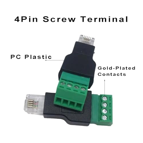 Adaptador Conector RJ11 Macho a Terminal de Tornillo 4 Pines x2 miniatura 6