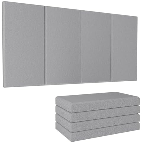 Large Acoustic Panels Sound Absorbing, Acoustic Fiberglass Sound Panels Noise Reducing for Walls, Acoustic Wall Panels Sound Absorbing, Self-adhesive Paneles Acusticos Para Pared(Grey) Cover