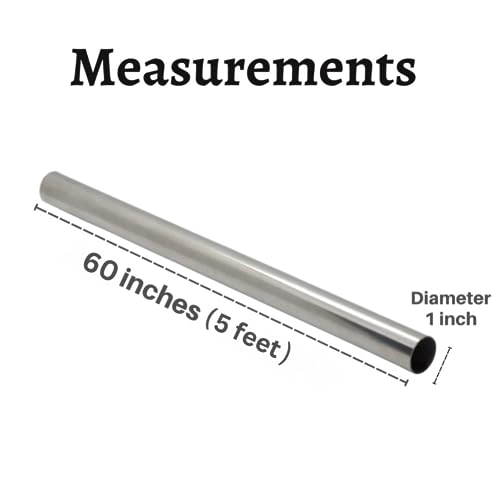 Image of FAPBADRI Curtain Rod /Pipe Heavy Quality Stainless Steel for Home /office door, window, shower, 1 inch diameter (25mm), Color - Silver Chrome Glossy finish, Length - 60 inches (5 feet), 1 Pipe