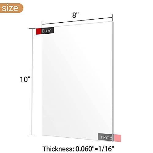 Image of Enoin 4pcs 8 x 10 Inch Clear Acrylic /Plexiglass Sheet 0.060 inch 1 /16 Inch Thick, Plastic Sheet Transparent Board Panel for Glass, DIY Project,Picture Frame, Paintings, Art Craft