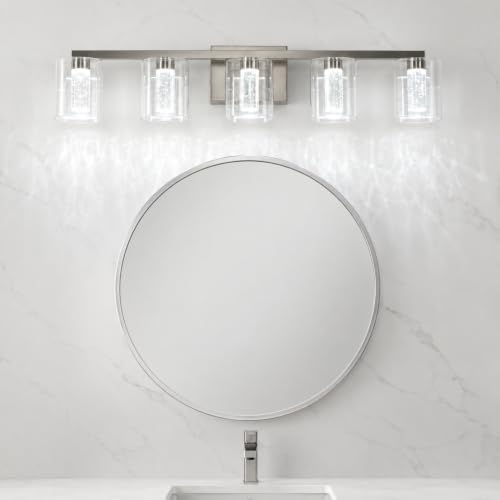 Image of 5-Light LED Vanity Light Fixtures for Bathroom,Electroplated Nickel