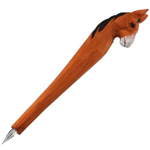 Bolígrafo Gel Animal Mango Tallado Madera Caballo miniatura 7