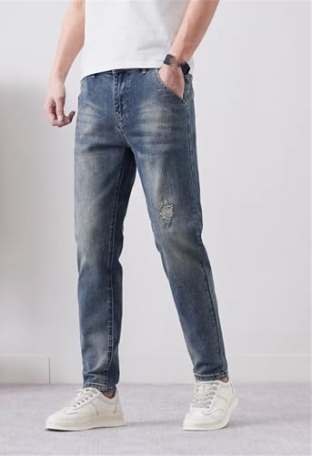 Men's Denim Pants Vintage Slim Stretch Comfortable Personality Streetwear Denim Pants2