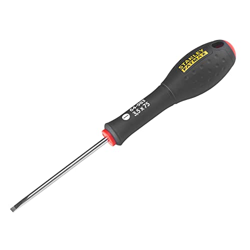 STANLEY 0-64-983 Tournevis Electricien 3.5 X 75 Mm Gamme FATMAX - Fabriqués En France - Lame En Acier - Sablage De L'Empreinte - Poignée Soft Grip - Liaison Quasi Incassable - Anticorrosion