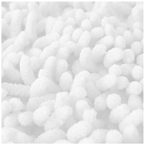 GAVENO CAVAILIA Luxury 2 Piece Loop Bath Mat Anti Slip Pedestal Set, Extra Absorbent 100% Microfiber Chenille Bathroom Toilet Rug, Regular (50x80, 50x40 cm), White, Microfibre