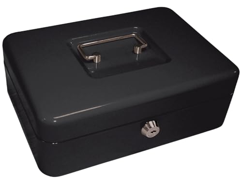 Caisse monnaie Q-Connect 937607 boîte de sécurité en acier noir pour sécuriser la recette
