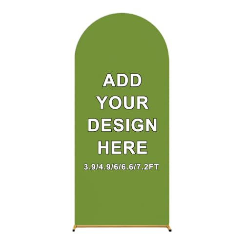 UNJOOES Custom Arch Backdrop Cover Wedding Birthday Party Arch Covers 3.9-7.2 FT Customized Photo Logo Text Personalized Ceremony Event Banquet Exhibitions Decoration, Olive-Drab 3.9 ft