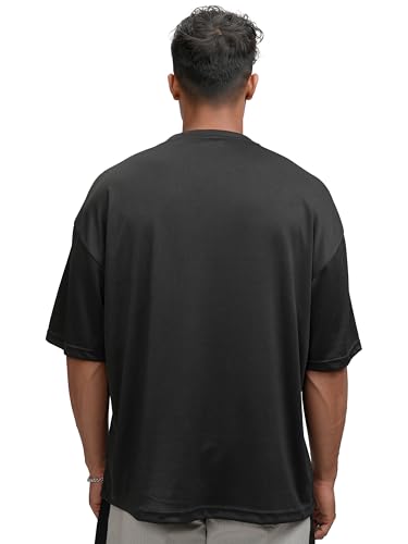 Image of Highlander Men's Popcorn Structured Oversized T-Shirt | Round Neck | Half Sleeves | Drop Shoulder | Casual & Trendy | Graphic Print | Tshirt for Man | Men Tshirts | Men Stylish Tshirt