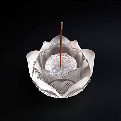 Skmihjl Clear Artificial Crystal Lotus Flower Incense Holder Healing Crystal Stone Incense Burner Ash Catcher Incense Stick Cone Holder For Yoga, Meditation And Home Office Decor (Transparent) #TOP2