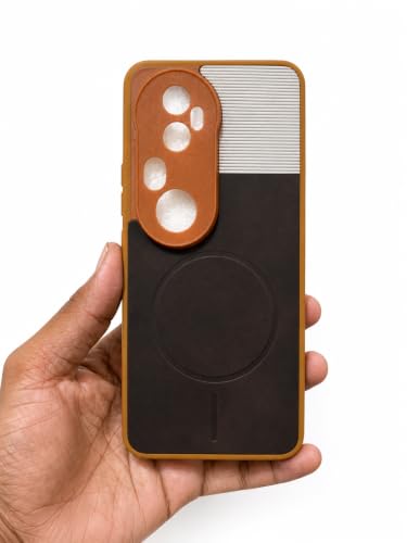 Image of Bintage 2in1 Hard Slim Back Case | Soft Border Camera Protect | Dual PU Leather Finish Back Cover Compatible for Vivo T4 Ultra 5G - White & Cherry Brown