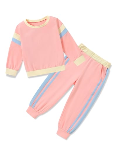 SANMIO Toddler Girl Clothes Outfits 2-3T Cute Color Block Long Sleeves Top and Pants 2 Piece Fall Toddler Girls Clothing Set