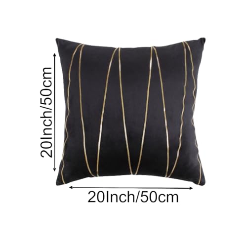 Image of Amazon Brand - Umi Gold Leather Striped Pack of 2 Throw Pillow Covers Velvet Decorative Cushion Covers Cases for Sofa Bedroom Livingroom Car 20 x 20 in Black Color