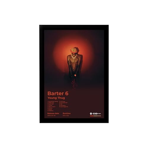 Image of BLINKART Young Thug - Barter 6 Wall Photo Frames | Wall Art for Bedroom, Living Room, Studio or Office | Album Cover Print with Spotify Song Link QR Code | Gift for Fans - 8x12 In