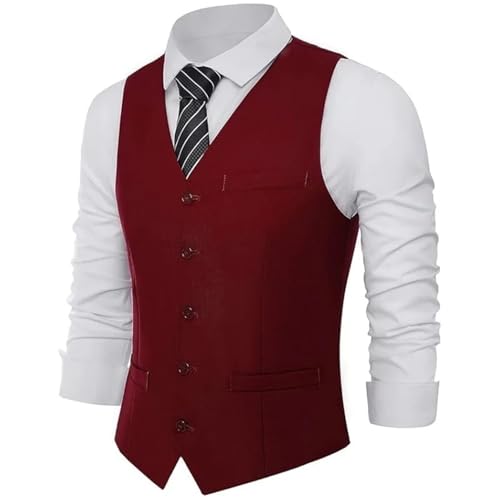Men's V-Neck Slim Fit Formal Suit Vest Office Business Casual Wedding Groom Vest3