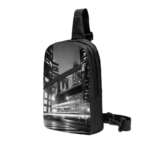 black and white New York Print Men's and Women's Foldable Crossbody Bag,Sports Crossbody Bags,and Daily Chest Bags2