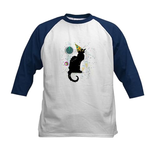 CafePress Chat Noir New Years Party Countdow Baseball Jersey Kids Cotton Baseball Jersey, 3/4 Raglan Sleeve Shirt