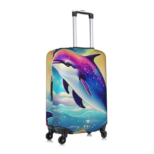 Colorful Starry Sky Ocean Dolphin Tsa Approved Luggage Cover For 18-32 Inch Suitcases Scratch-Resistant Stretch Luggage Cover3