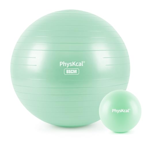 PhysKcal 65cm Light Turquoise Dicker Gymnastikball und 23 cm Pilatesball Set, Anti Burst Gymnastikball, Anti-Rutsch-Sitzball, Balanceball, Yogaball für Zuhause, Fitnessstudio und Büro PhysKcal 65cm Light Turquoise Dicker Gymnastikball und 23 cm Pilatesball Set, Anti Burst Gymnastikball, Anti-Rutsch-Sitzball, Balanceball, Yogaball für Zuhause, Fitnessstudio und Büro