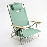 SUN'Y Escapes Backpack Beach Chair - Made w/Ocean Bound Plastics, Customizable w/MOLLE Accessories, Ultra Lightweight, Low-Seat Natural Comfort, Durable, Rust Free & Waterproof - Sea Green
