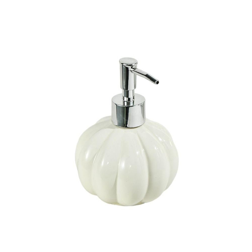 Dispenser di Schiuma in Ceramica a Forma di Zucca, Accessori, Elegante flacone con Pompa da 350 ml per Lavanderia (Argento)