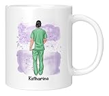 Liebtastisch - Personalisierte Krankenschwester Pflegerin Ärztin Tasse - Geschenk - Krankenhaus, Station - Tasse für die Arbeit - Heldinnen (Weiss)