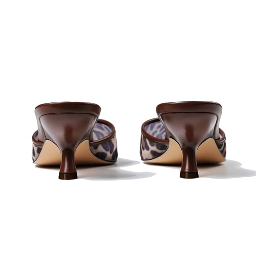 CELNEPHO Kitten Heels Closed Toe Heels for Women Slip On Comfortable Dress Pumps Slide Mesh Pointed Wedding Shoes Casual Office Shoes Leopard Shoes for Women4