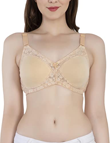 Image of Women's Seamless Padded Bra | Full Coverage | Cotton Stretch Fabric and Nylon Lace | Broad Adjustable Straps