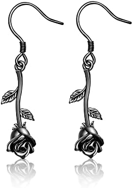 UCADRIT Sterling Silver Mushroom /Celtic Knot /Black Rose/Peace Sign /Dangle Drop Earrings Jewellery Gifts for Women Girls