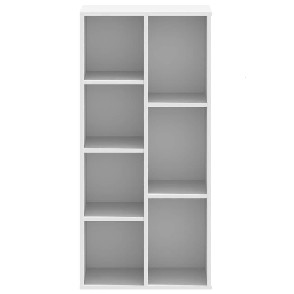 Bücherregal Weiß 50x25x105 cm 7 Fächer Holzwerkstoff | Pflegeleicht mit feuchtem Tuch, als Raumteiler nutzbar, inklusive Wandhalterung