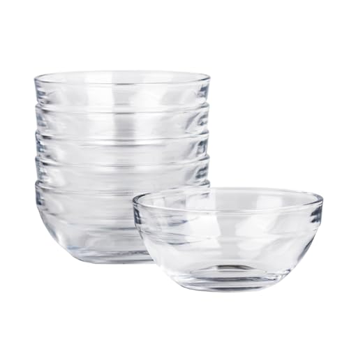 Iyulania 4.4 oz Clear Glass Bowl Mini Prep Dish for Salt and Spices Microwave and Dishwasher Safe Stackable Set of 6