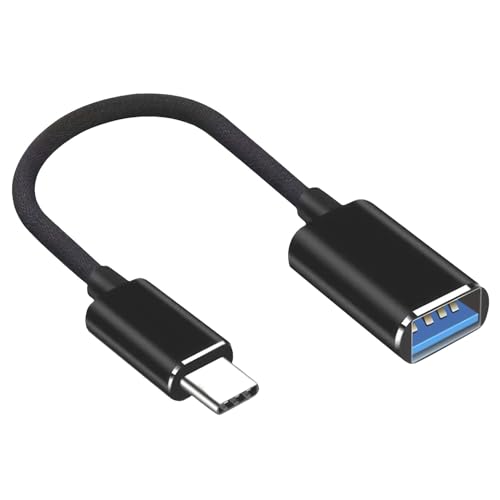 OTGケーブル Type-C 15CM 黒 Type-C 布地カバー OTG変換アダプター Thunderbolt3対応 iPadPro/Xperia XZ接続用 スマホ対応 マウス ゲームコントローラー接続可能