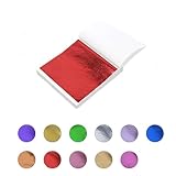 Polemera 金箔 ヘア用 髪飾り 成人式 金粉 8x8.5cm 100枚 模造金箔 金箔ヘア用 銀箔 髪用 髪飾り フレーク ヘアメイク ヘアアレンジ 成人式 結婚式 卒業式 七五三 ジェルネイル セルフネイル DIYジュエリー 工芸品 レジン 美術 絵画 年賀状の飾りつけ アクセサリーパーツ デコ (レッド)