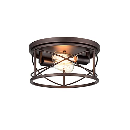 Rosient Industrial Flush Mount Lights, Farmhouse Close To Ceiling Flush Mount Lighting, 2-Light Flush Mount Ceiling Lighting Fixture  cover