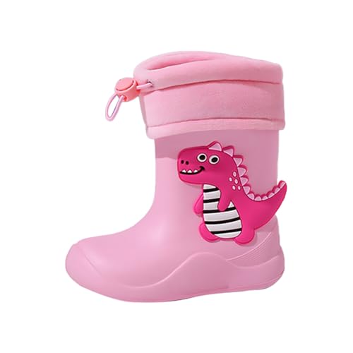 Kids Cartoon Dinosaur Printed Rain Shoes Shoes Outdoor Slip Boots Non Slip Rain Eva Winter Boots for Boys Size 4 (Pink, 6.5 Infant)