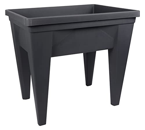 EDA - Espace Potager Veg&Table MAX 85L - Zone Rétention d'Eau - Pieds Creux avec Bouchon Evacuation - 75,6 x 55,6 x 68 cm - Gris anthracite
